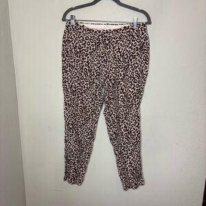 J. Crew Cafe Capri Linen Cheetah Print Pants Size 2
